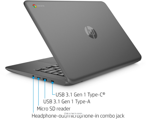 HP - 14" Touch-Screen Chromebook - Intel Celeron - 4GB Memory - 32GB eMMC Flash Memory - Dark Grey - Image 2