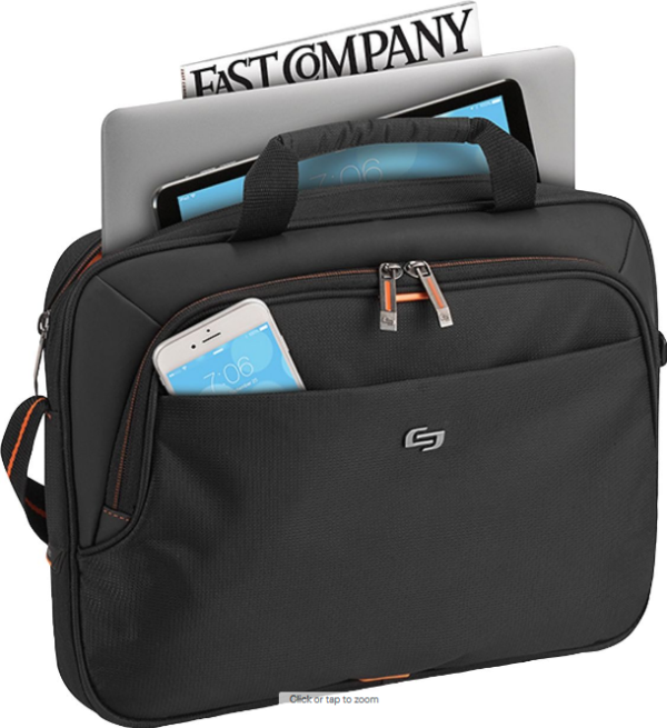 solo - Ace Slim Briefcase for 14" Laptop - Black With Orange Accents - Image 4