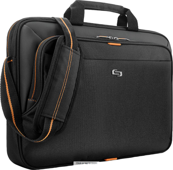 solo - Ace Slim Briefcase for 14" Laptop - Black With Orange Accents